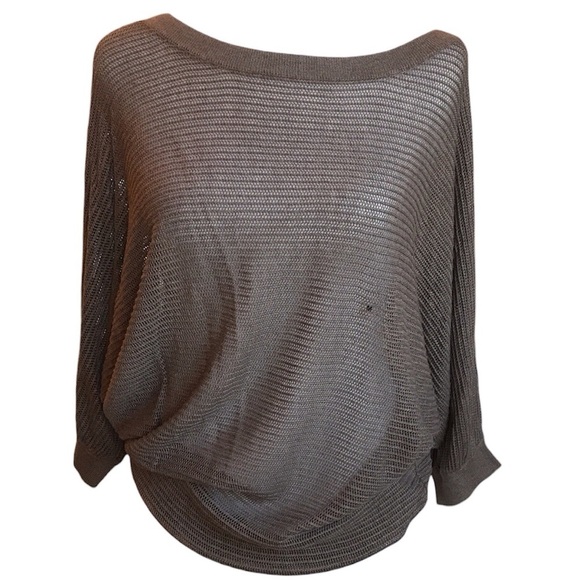 NWT Express Mesh Dolman Knit Sweater Top Taupe Brown Shirt M - Picture 4 of 12
